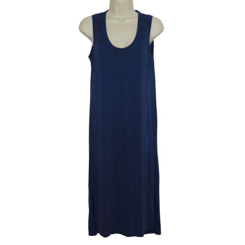 Madewell Jersey Tank Dress Small S Marled Blue Sleeveless Side Slits Scoop Neck